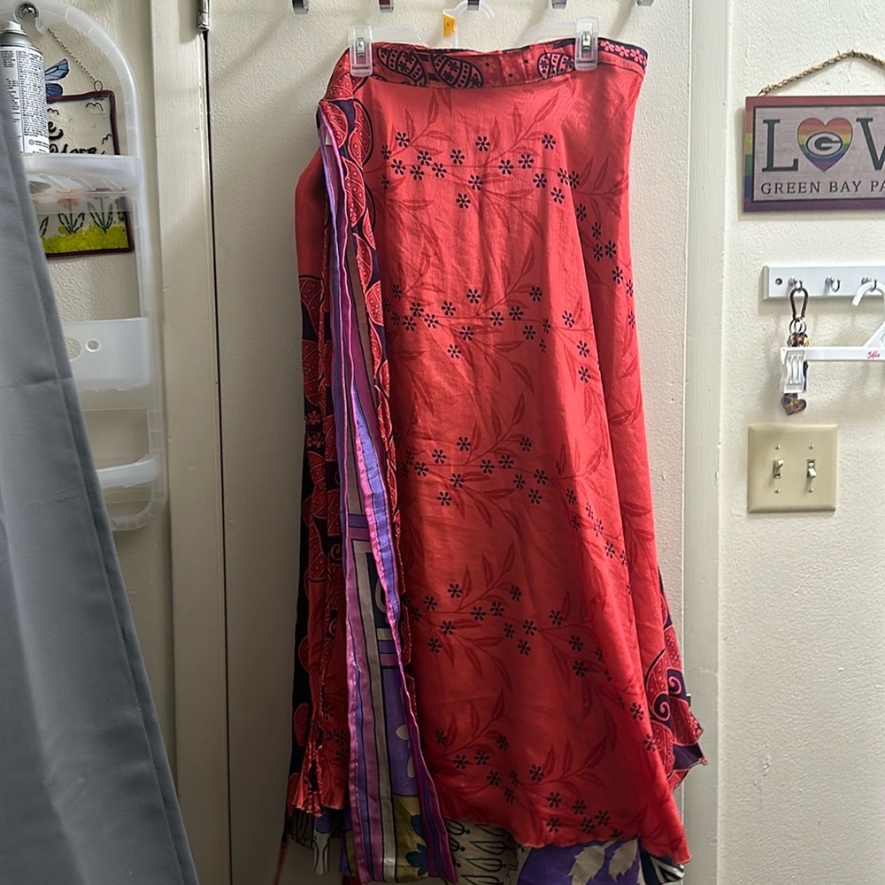 Plus size darn good yarn sari fabric wrap skirt